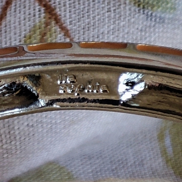 Lia Sophia Silver Multi Diamond Design Caramel Enameled Bangle Bracelet NWT - Picture 4 of 7